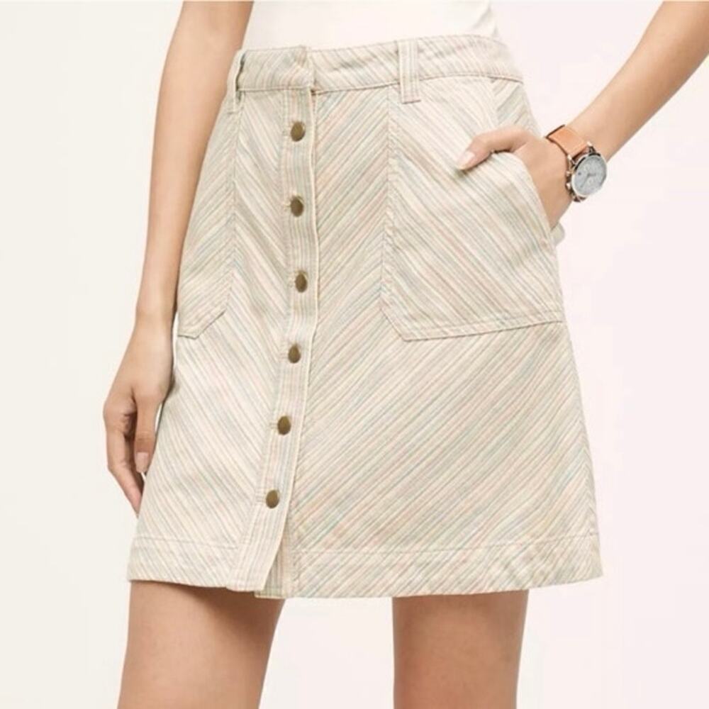 Women’s Anthropologie Pilcro Chino Button Striped Mini Skirt Size 0